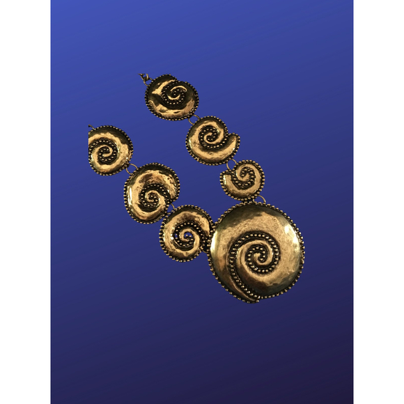 CHICO’S Bohemian “Conch Shell Disks” Statement Necklace, Antique Gold, NWOT - Picture 5 of 7